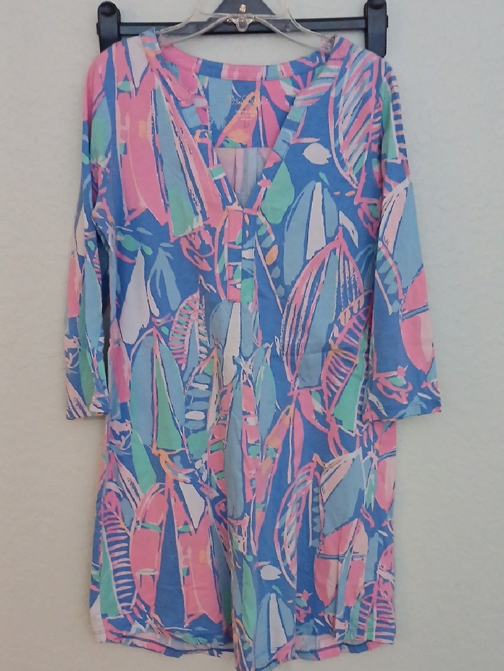 Lilly Pulitzer Blue Multi Surfboard Print Tunic Dress